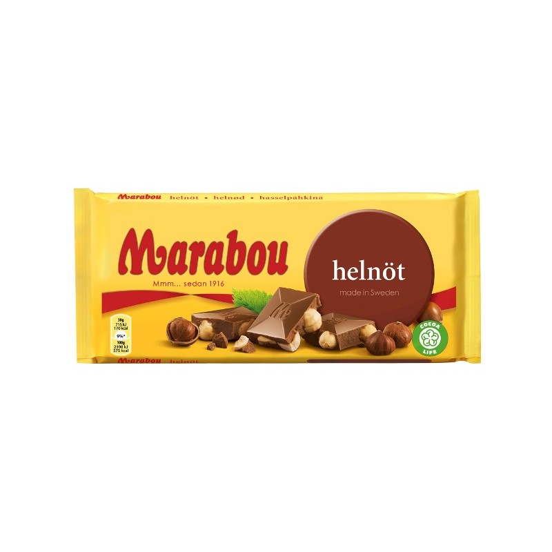 Marabou молочный шоколад с цельным лесным орехом (ШВЕЦИЯ, 200г)