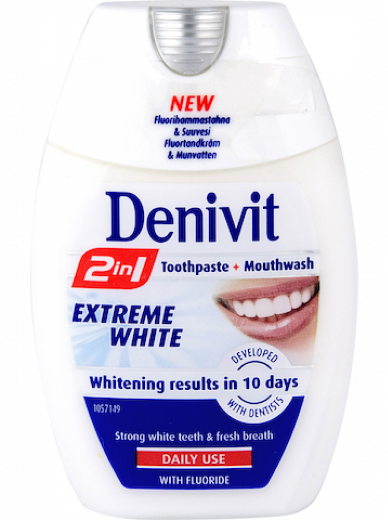 Denivit Отбеливающая зубная паста 2 в 1 Экстремальная белизна (ШВЕЦИЯ, 75 МЛ)