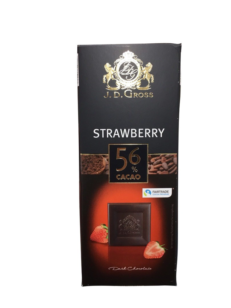 Шоколад темный с кусочками клубники J.D. GROSS STRAWBERRY (ГЕРМАНИЯ, 125 г)
