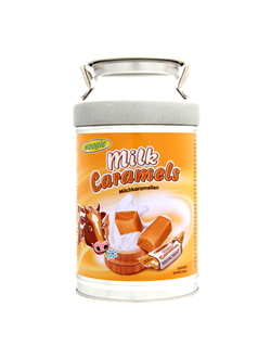 Конфеты карамельная коровка Woogie Milk Caramels (баночка копилка) - 250 гр. (Финляндия)