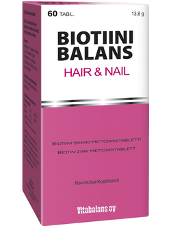 Biotiini balans Hair & Nail Биотин 5мг (60 табл., Финляндия)