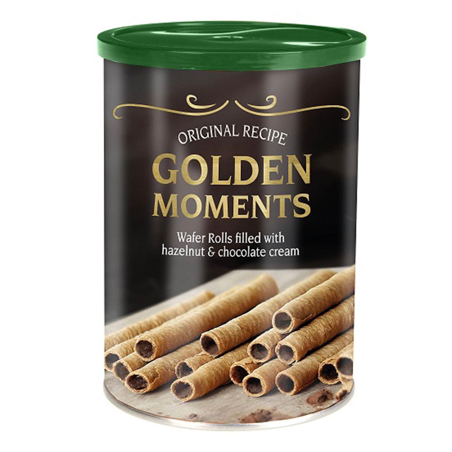 Вафельные трубочки с шоколадно-ореховым кремом Golden Moments hazelnut & chocolate creme (НИДЕРЛАНДЫ, 400 г)