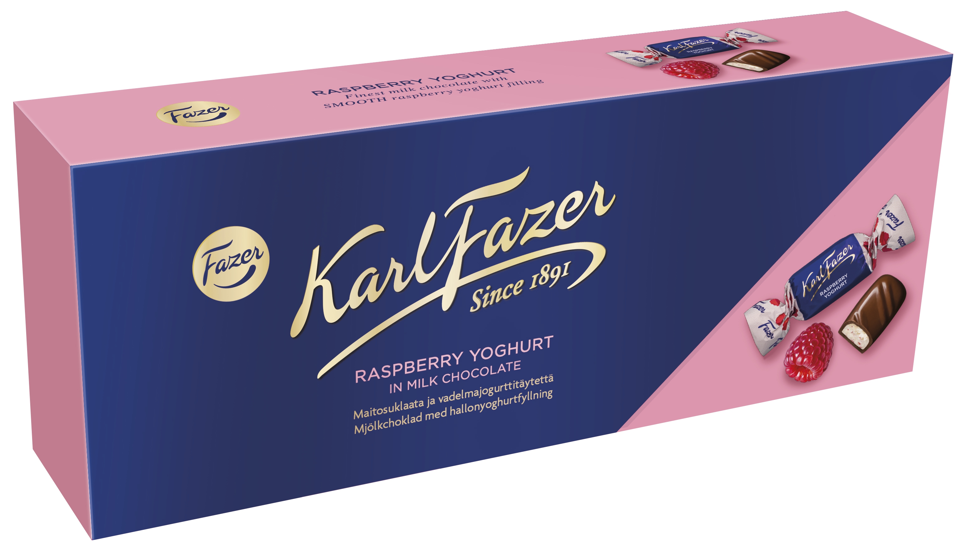 Конфеты Karl Fazer шоколадные с начинкой из малинового йогурта (ФИНЛЯНДИЯ, 270 г)