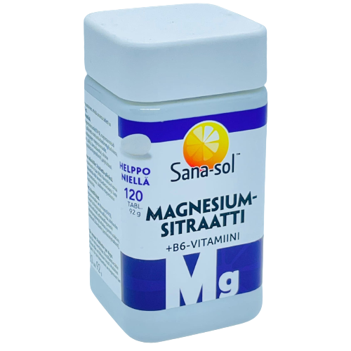 Магний с витамином В6 MagnesiumSitraatti+B6 Sana-Sol (Дания,100шт)