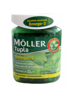 Витамины Омега-3, D и A, E Moller Tupla Omega-3 (150 капсул, Норвегия)