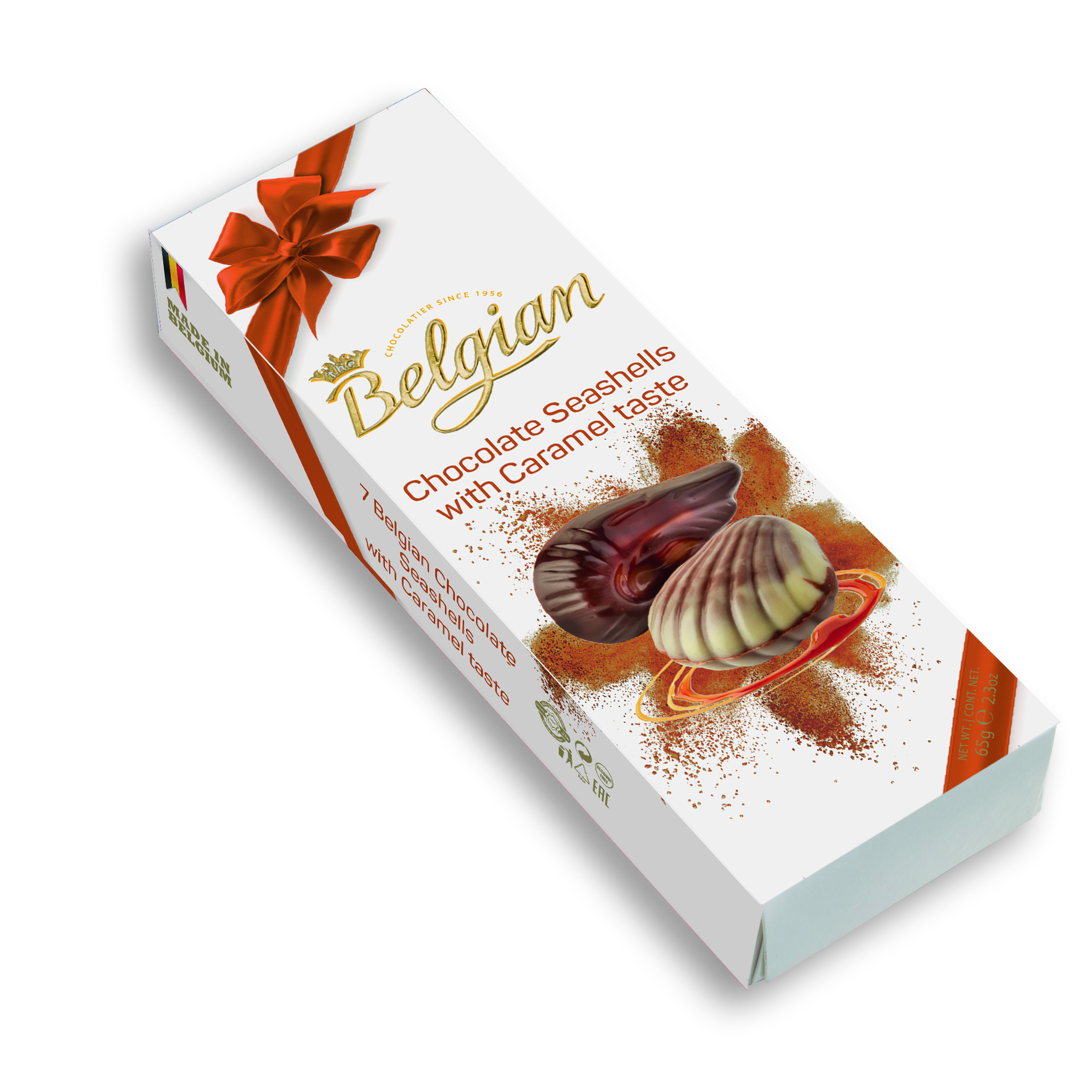 Конфеты шоколадные с карамельным вкусом Belgian Chocolates seashells with Caramel taste (БЕЛЬГИЯ, 65 г)