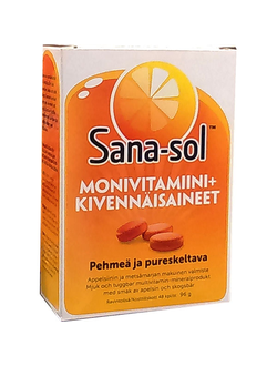 Мультивитамины Monivitamiini, 48 жевательных таблеток Sana-Sol (Финляндия)