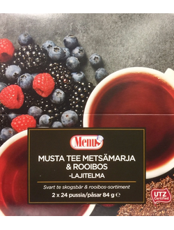 Menu Чай черный (лесная ягода) и ройбуш (ассорти), 2х24 шт (Финляндия)