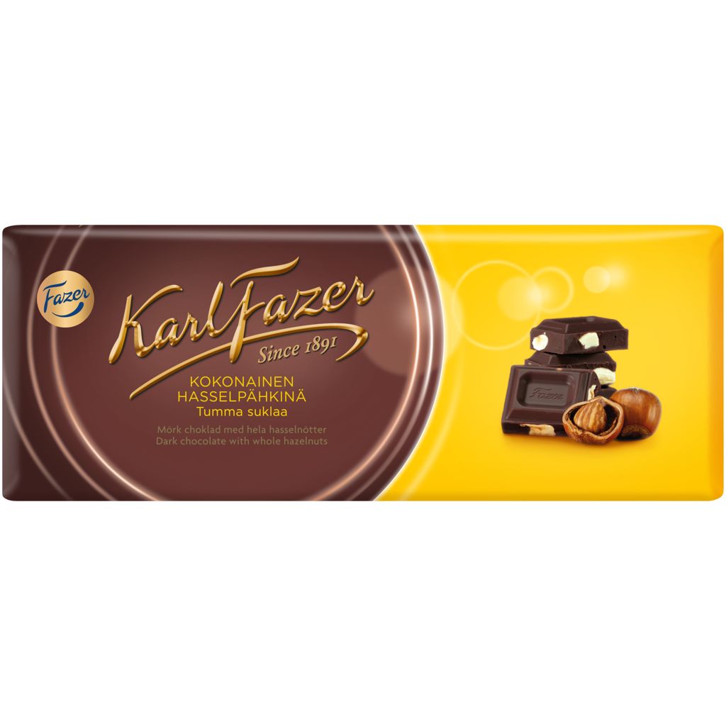 Темный шоколад с цельным фундуком Fazer (Финляндия,200 гр)