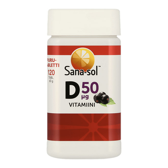 Sana-sol Vitamin D (Сана-сол Витамин Д, чёрная смородина) 50 mkg ,120 таб.