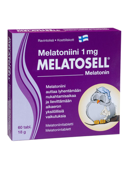 Таблетки для сна с мелатонином 1 мг Melatosell  Hankintatukku (Финляндия, 60 таблеток)