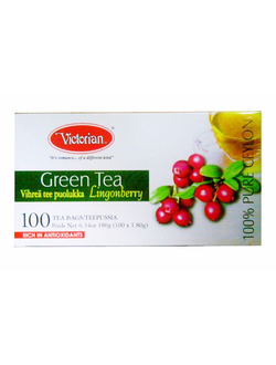 Чай зеленый с брусникой Victorian Green Tea 100 шт. (Шри-Ланка)