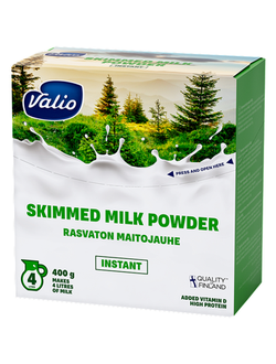 Сухое обезжиренное молоко "VALIO" SKIMMED MILK POWDER RASVATON MAITOJAUHE INSTANT (400 гр, Финляндия)