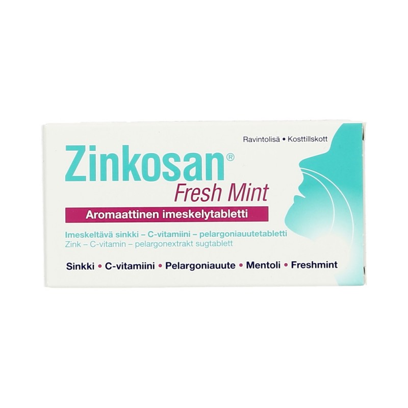 Таблетки с мятой от боли в горле Zinkosan Fresh Mint (ФИНЛЯНДИЯ, 20 шт)